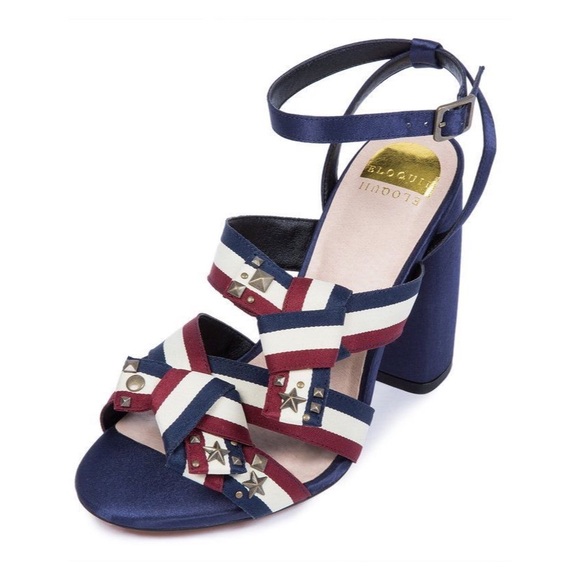 Eloquii Shoes - NWOB Eloquii Jules Blue Red White Stud Block Heels